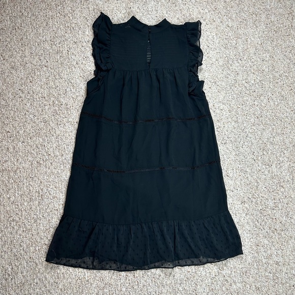 Who What Wear NWT Black Tiered Ruffle Dress Womens Medium Sleeveless Short Sheer - Picture 7 of 9